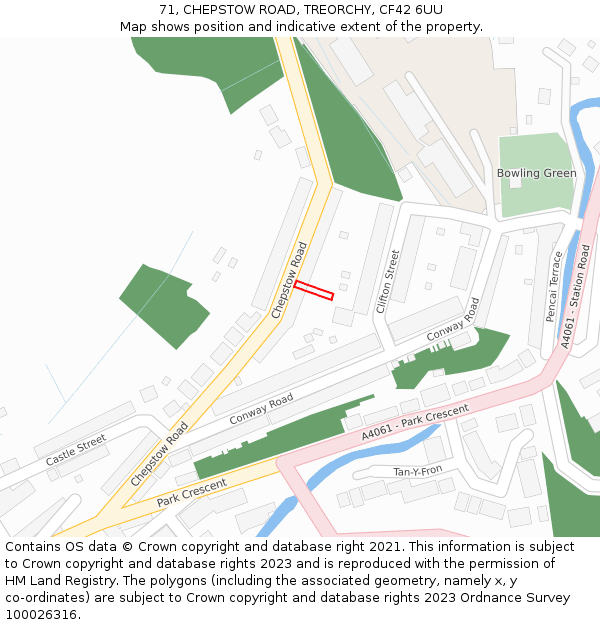 71, CHEPSTOW ROAD, TREORCHY, CF42 6UU: Location map and indicative extent of plot