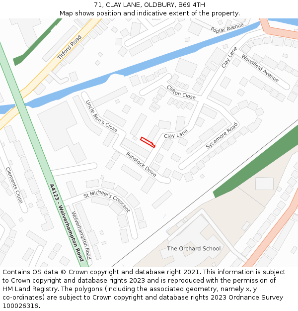 71, CLAY LANE, OLDBURY, B69 4TH: Location map and indicative extent of plot