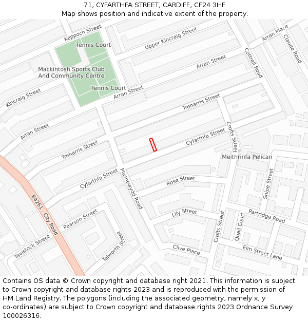 71, CYFARTHFA STREET, CARDIFF, CF24 3HF: Location map and indicative extent of plot