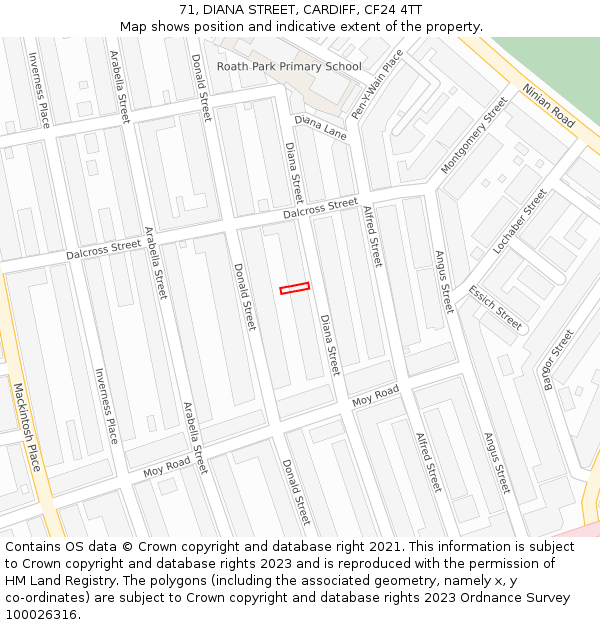 71, DIANA STREET, CARDIFF, CF24 4TT: Location map and indicative extent of plot