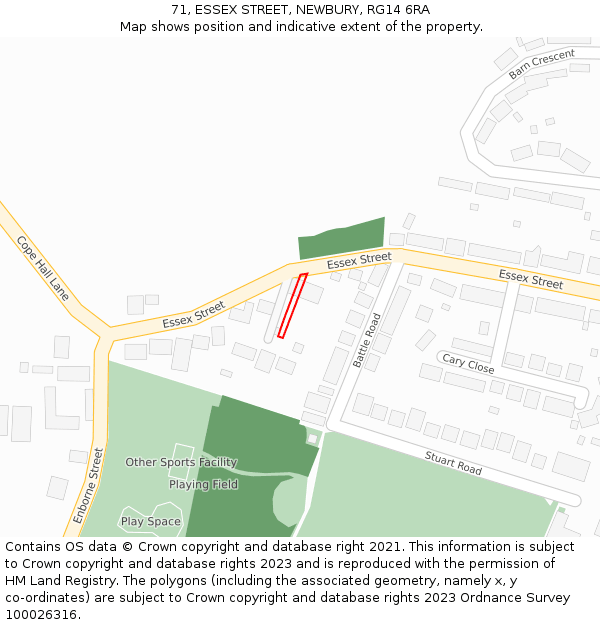 71, ESSEX STREET, NEWBURY, RG14 6RA: Location map and indicative extent of plot