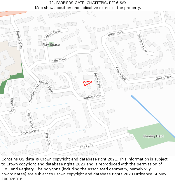 71, FARRIERS GATE, CHATTERIS, PE16 6AY: Location map and indicative extent of plot