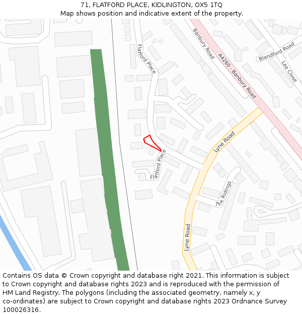 71, FLATFORD PLACE, KIDLINGTON, OX5 1TQ: Location map and indicative extent of plot