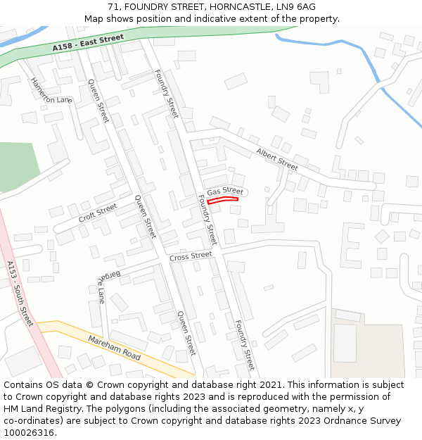 71, FOUNDRY STREET, HORNCASTLE, LN9 6AG: Location map and indicative extent of plot