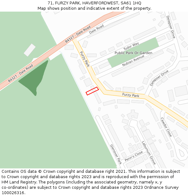 71, FURZY PARK, HAVERFORDWEST, SA61 1HQ: Location map and indicative extent of plot