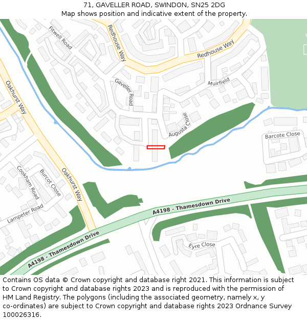 71, GAVELLER ROAD, SWINDON, SN25 2DG: Location map and indicative extent of plot