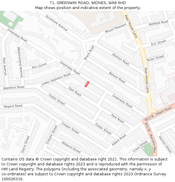 71, GREENWAY ROAD, WIDNES, WA8 6HD: Location map and indicative extent of plot