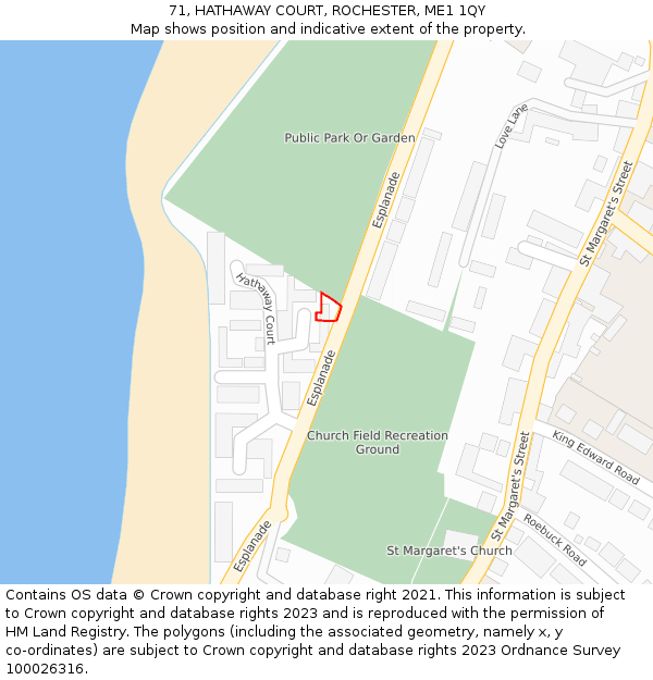 71, HATHAWAY COURT, ROCHESTER, ME1 1QY: Location map and indicative extent of plot
