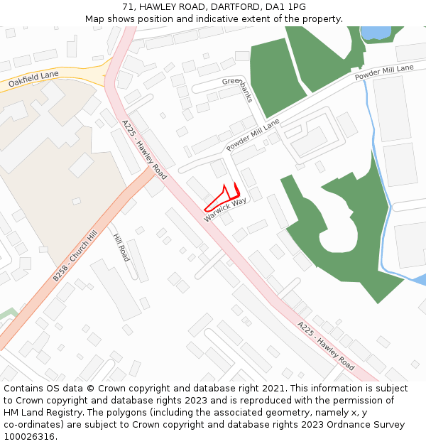 71, HAWLEY ROAD, DARTFORD, DA1 1PG: Location map and indicative extent of plot