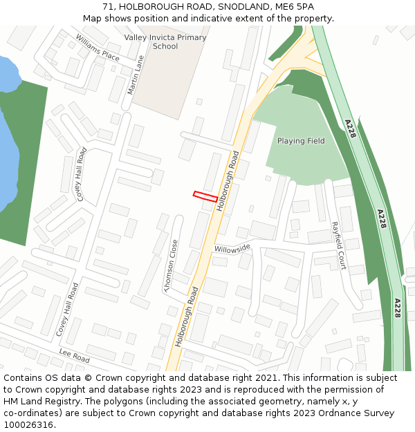 71, HOLBOROUGH ROAD, SNODLAND, ME6 5PA: Location map and indicative extent of plot