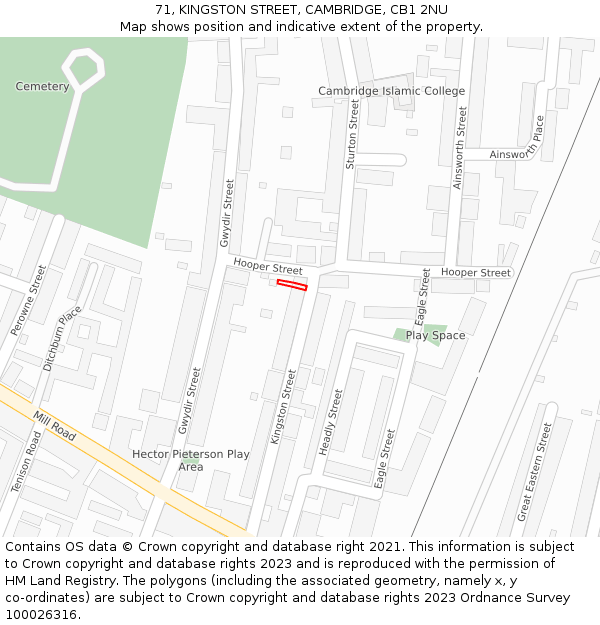 71, KINGSTON STREET, CAMBRIDGE, CB1 2NU: Location map and indicative extent of plot