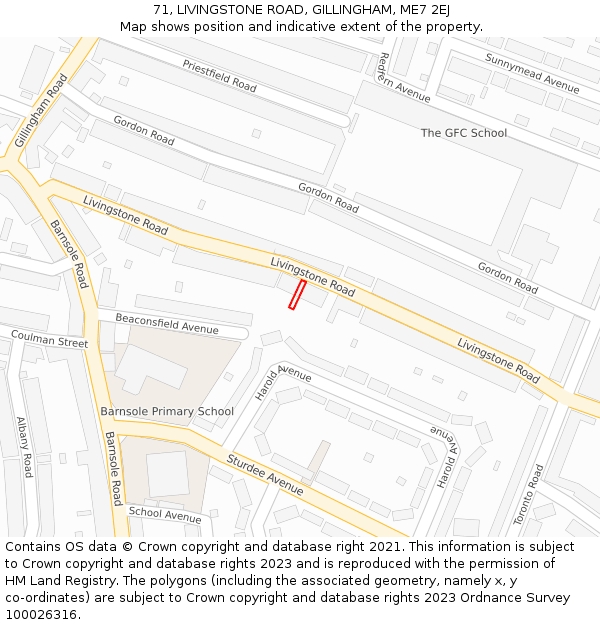71, LIVINGSTONE ROAD, GILLINGHAM, ME7 2EJ: Location map and indicative extent of plot