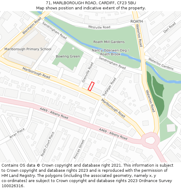 71, MARLBOROUGH ROAD, CARDIFF, CF23 5BU: Location map and indicative extent of plot