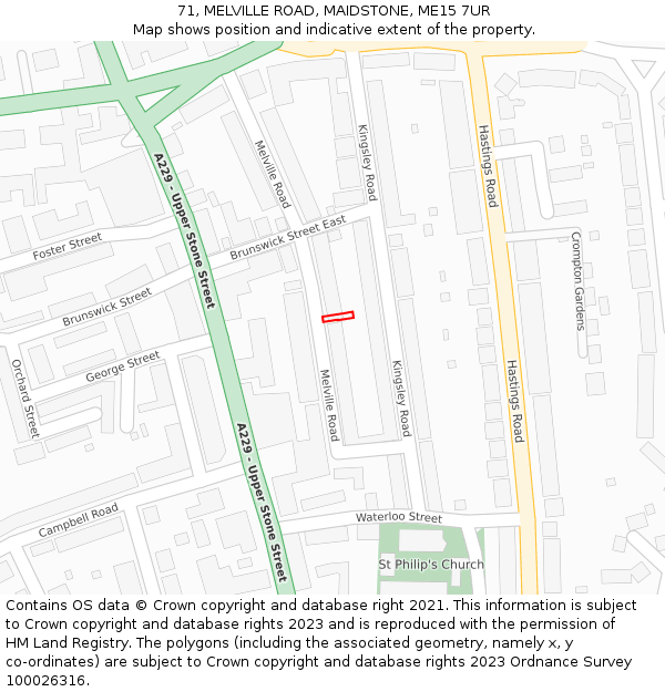 71, MELVILLE ROAD, MAIDSTONE, ME15 7UR: Location map and indicative extent of plot