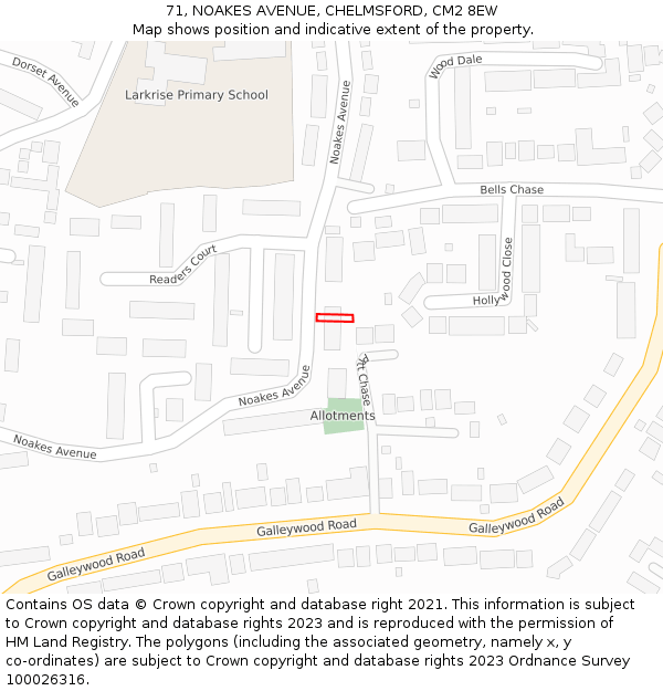 71, NOAKES AVENUE, CHELMSFORD, CM2 8EW: Location map and indicative extent of plot