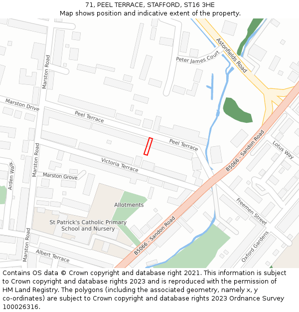 71, PEEL TERRACE, STAFFORD, ST16 3HE: Location map and indicative extent of plot