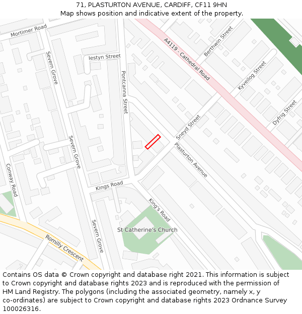 71, PLASTURTON AVENUE, CARDIFF, CF11 9HN: Location map and indicative extent of plot