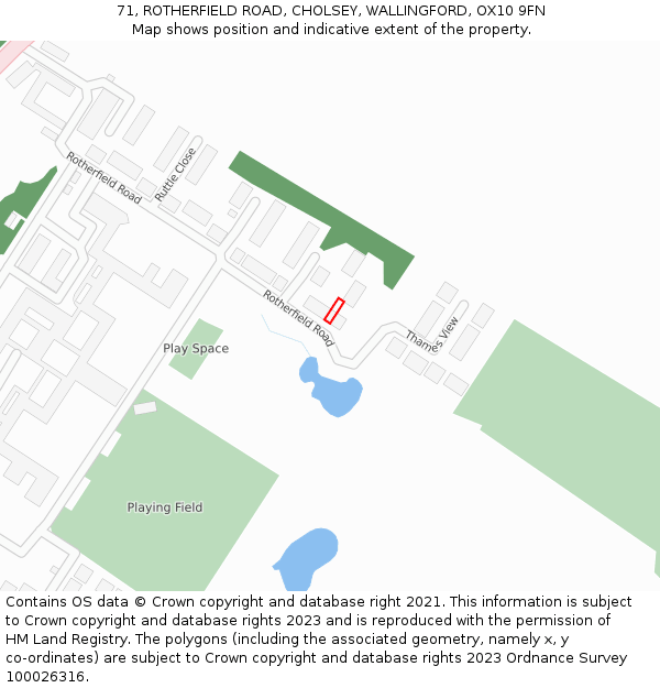 71, ROTHERFIELD ROAD, CHOLSEY, WALLINGFORD, OX10 9FN: Location map and indicative extent of plot