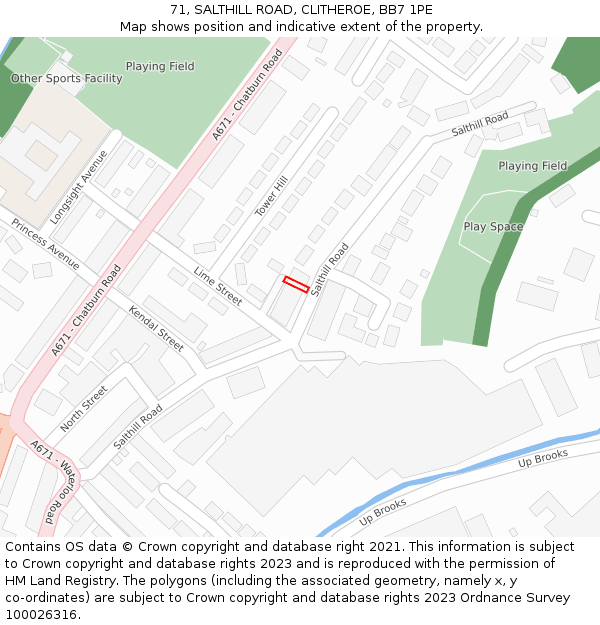 71, SALTHILL ROAD, CLITHEROE, BB7 1PE: Location map and indicative extent of plot