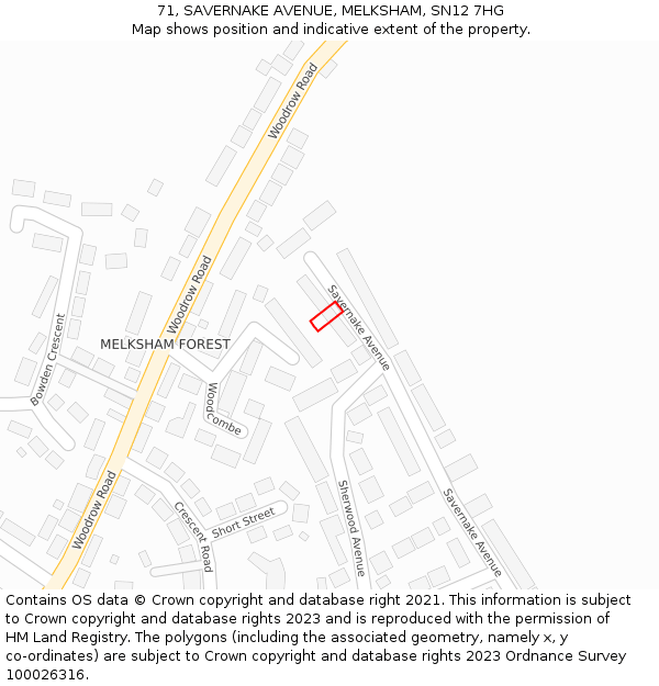 71, SAVERNAKE AVENUE, MELKSHAM, SN12 7HG: Location map and indicative extent of plot