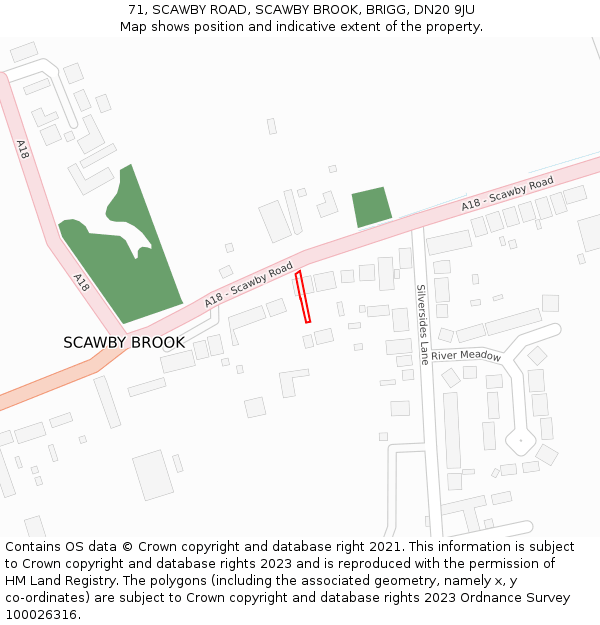 71, SCAWBY ROAD, SCAWBY BROOK, BRIGG, DN20 9JU: Location map and indicative extent of plot