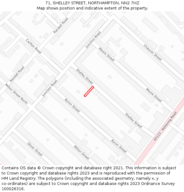 71, SHELLEY STREET, NORTHAMPTON, NN2 7HZ: Location map and indicative extent of plot