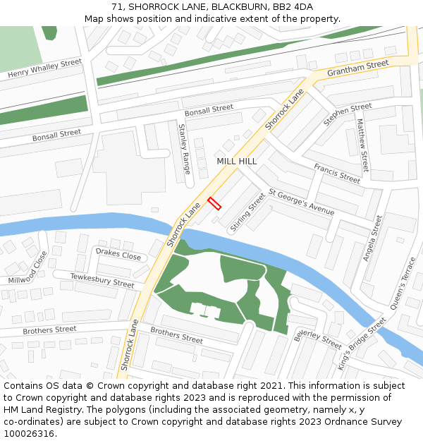 71, SHORROCK LANE, BLACKBURN, BB2 4DA: Location map and indicative extent of plot
