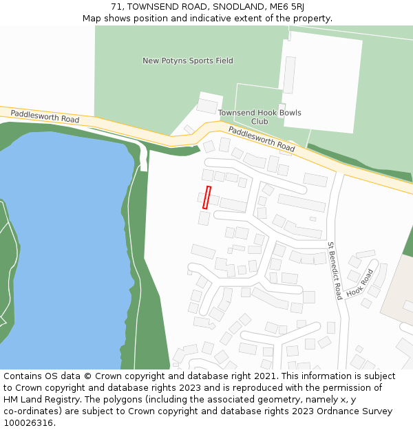 71, TOWNSEND ROAD, SNODLAND, ME6 5RJ: Location map and indicative extent of plot