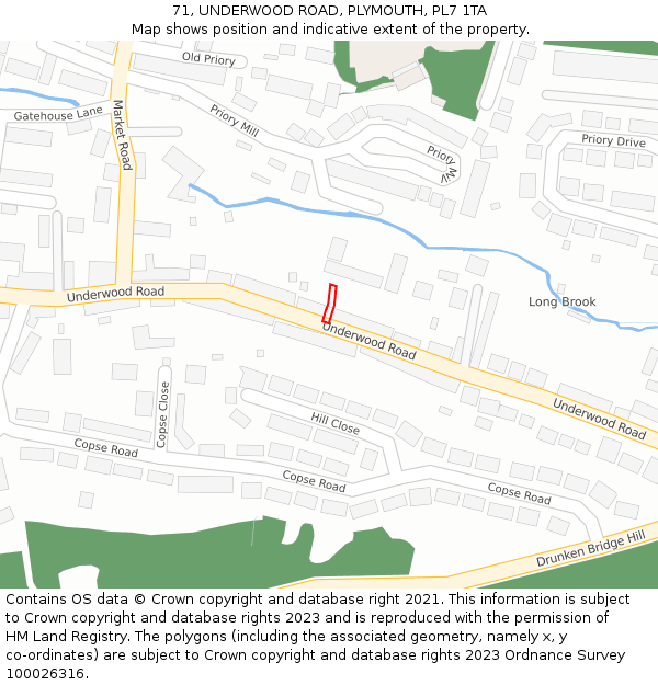 71, UNDERWOOD ROAD, PLYMOUTH, PL7 1TA: Location map and indicative extent of plot