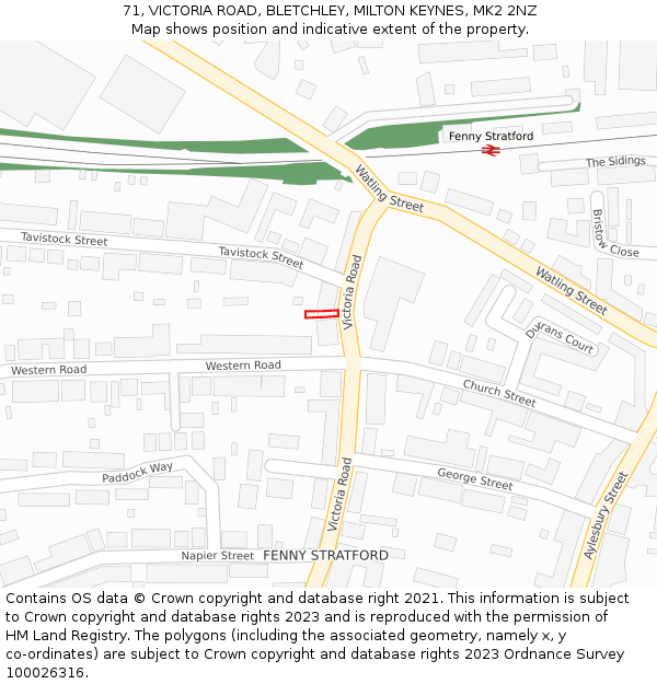 71, VICTORIA ROAD, BLETCHLEY, MILTON KEYNES, MK2 2NZ: Location map and indicative extent of plot
