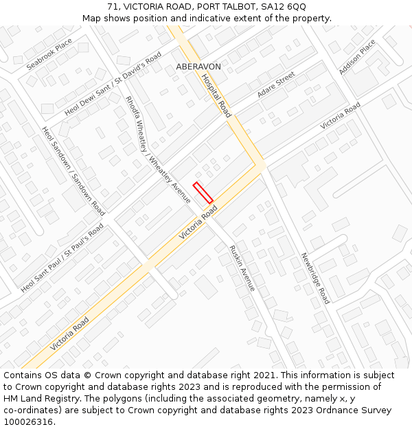 71, VICTORIA ROAD, PORT TALBOT, SA12 6QQ: Location map and indicative extent of plot