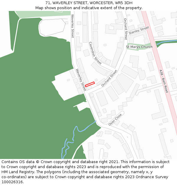 71, WAVERLEY STREET, WORCESTER, WR5 3DH: Location map and indicative extent of plot