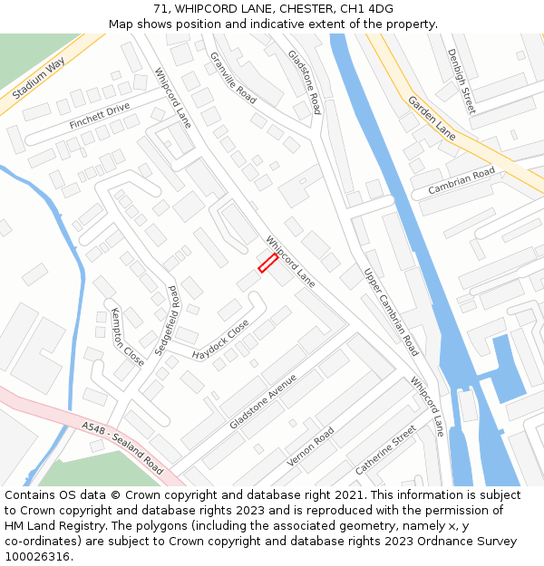 71, WHIPCORD LANE, CHESTER, CH1 4DG: Location map and indicative extent of plot