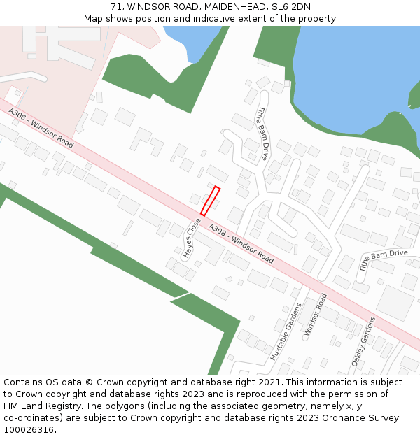 71, WINDSOR ROAD, MAIDENHEAD, SL6 2DN: Location map and indicative extent of plot