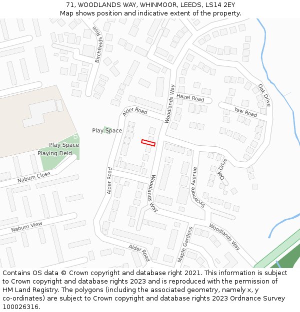 71, WOODLANDS WAY, WHINMOOR, LEEDS, LS14 2EY: Location map and indicative extent of plot