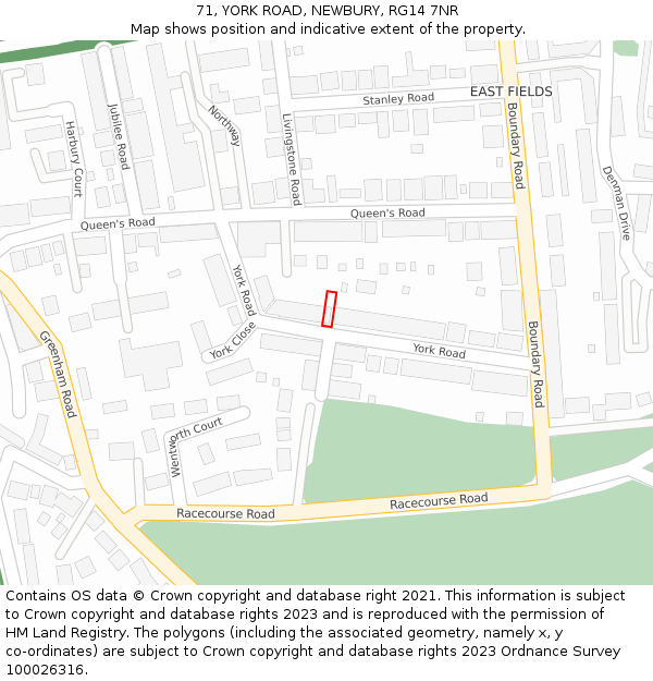 71, YORK ROAD, NEWBURY, RG14 7NR: Location map and indicative extent of plot