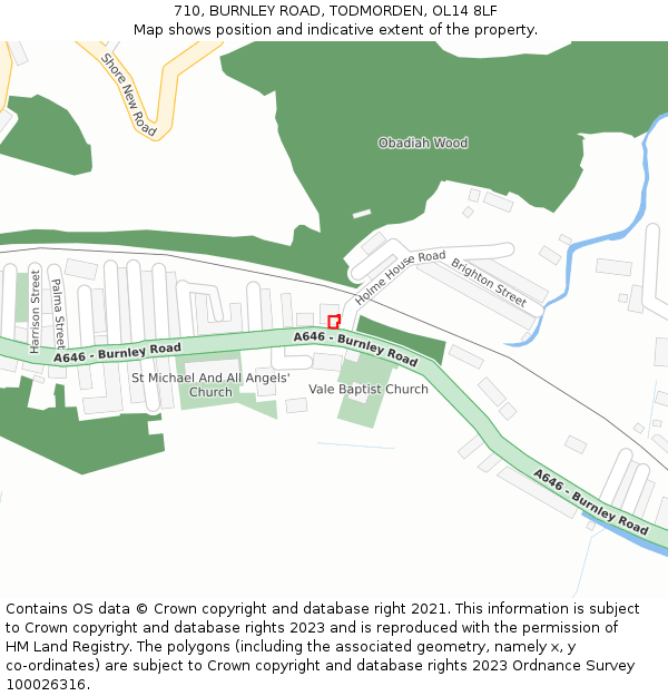 710, BURNLEY ROAD, TODMORDEN, OL14 8LF: Location map and indicative extent of plot