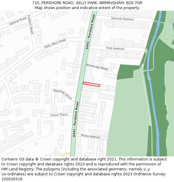 710, PERSHORE ROAD, SELLY PARK, BIRMINGHAM, B29 7NR: Location map and indicative extent of plot