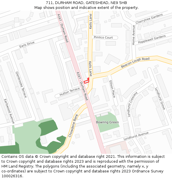 711, DURHAM ROAD, GATESHEAD, NE9 5HB: Location map and indicative extent of plot