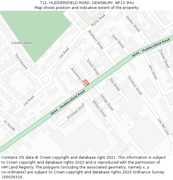 712, HUDDERSFIELD ROAD, DEWSBURY, WF13 3HU: Location map and indicative extent of plot