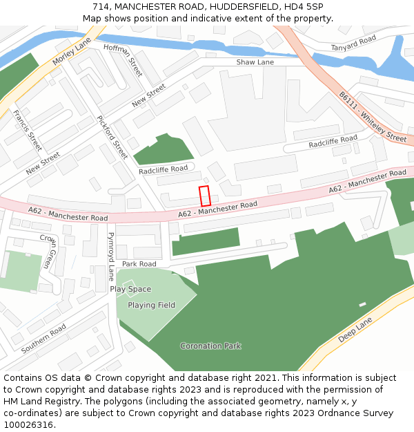 714, MANCHESTER ROAD, HUDDERSFIELD, HD4 5SP: Location map and indicative extent of plot