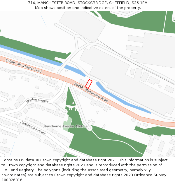 714, MANCHESTER ROAD, STOCKSBRIDGE, SHEFFIELD, S36 1EA: Location map and indicative extent of plot