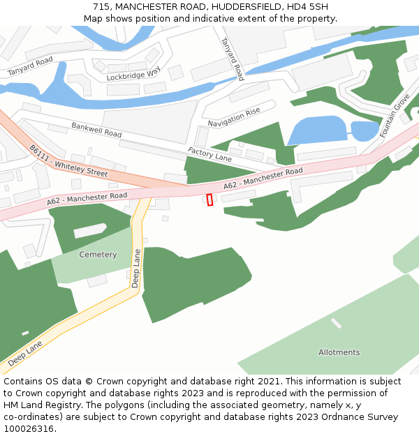 715, MANCHESTER ROAD, HUDDERSFIELD, HD4 5SH: Location map and indicative extent of plot