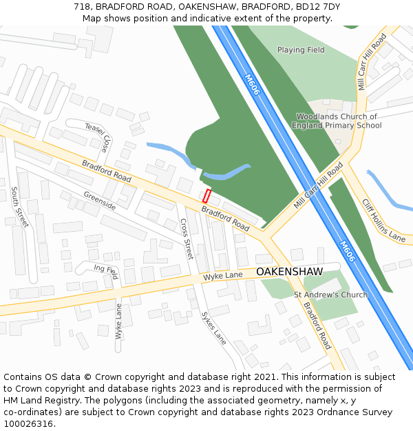 718, BRADFORD ROAD, OAKENSHAW, BRADFORD, BD12 7DY: Location map and indicative extent of plot