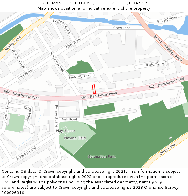 718, MANCHESTER ROAD, HUDDERSFIELD, HD4 5SP: Location map and indicative extent of plot