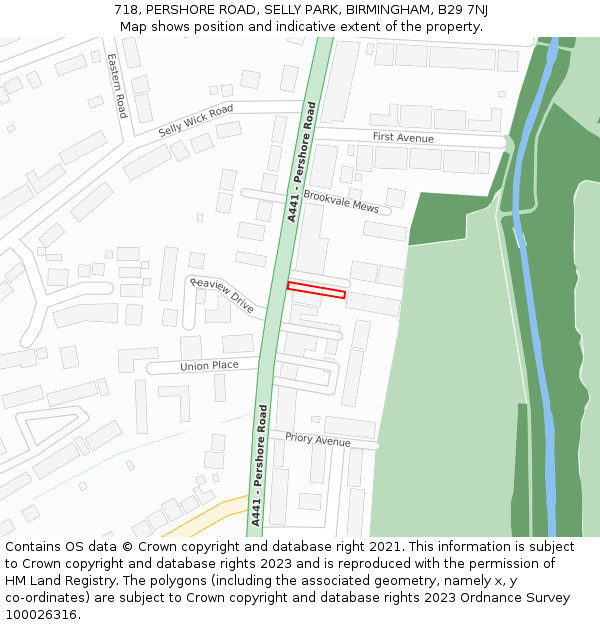 718, PERSHORE ROAD, SELLY PARK, BIRMINGHAM, B29 7NJ: Location map and indicative extent of plot