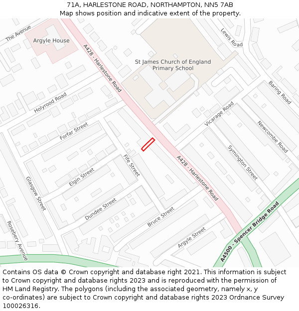 71A, HARLESTONE ROAD, NORTHAMPTON, NN5 7AB: Location map and indicative extent of plot