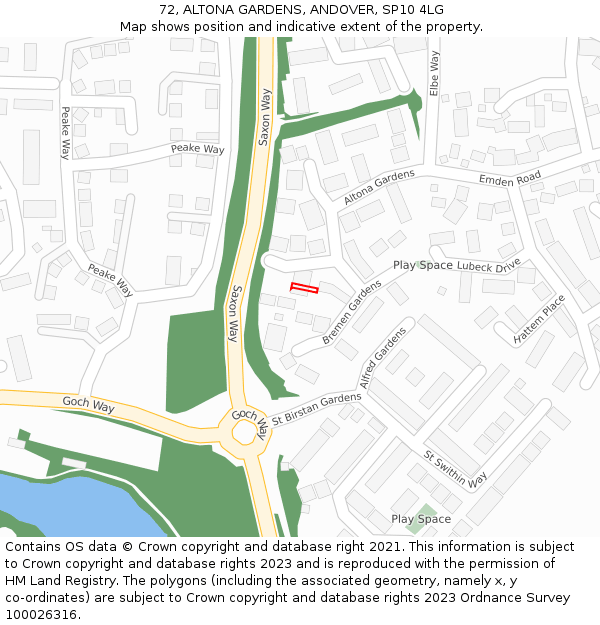 72, ALTONA GARDENS, ANDOVER, SP10 4LG: Location map and indicative extent of plot