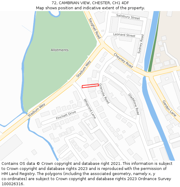 72, CAMBRIAN VIEW, CHESTER, CH1 4DF: Location map and indicative extent of plot