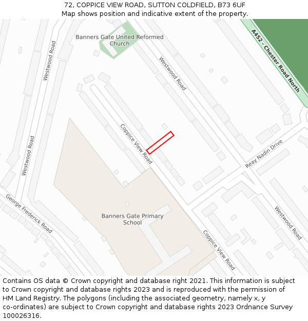 72, COPPICE VIEW ROAD, SUTTON COLDFIELD, B73 6UF: Location map and indicative extent of plot